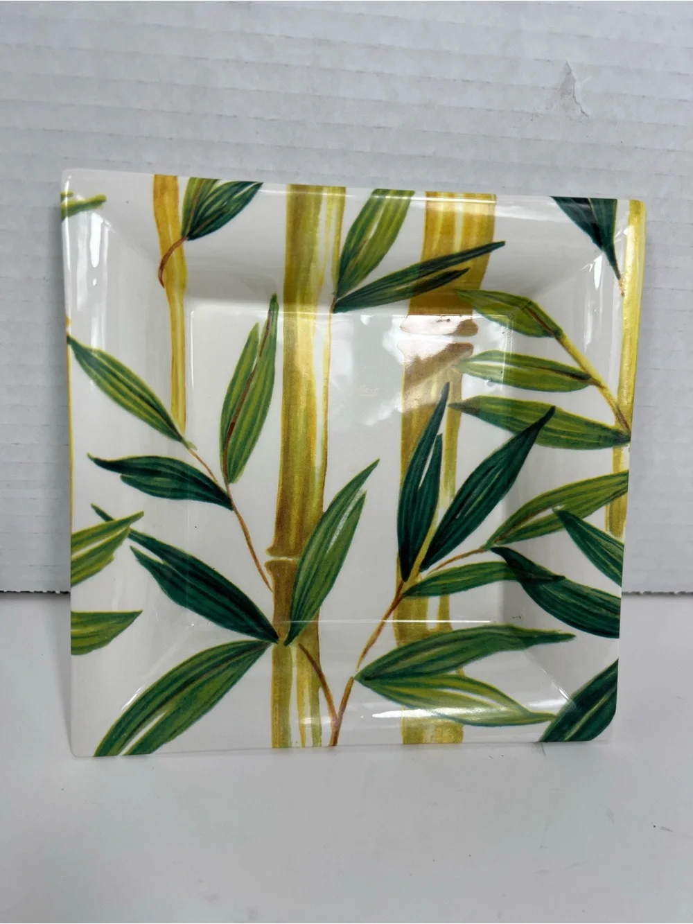 Made in Italy Ceramic Bamboo Botanical Square Serving Plate 6”